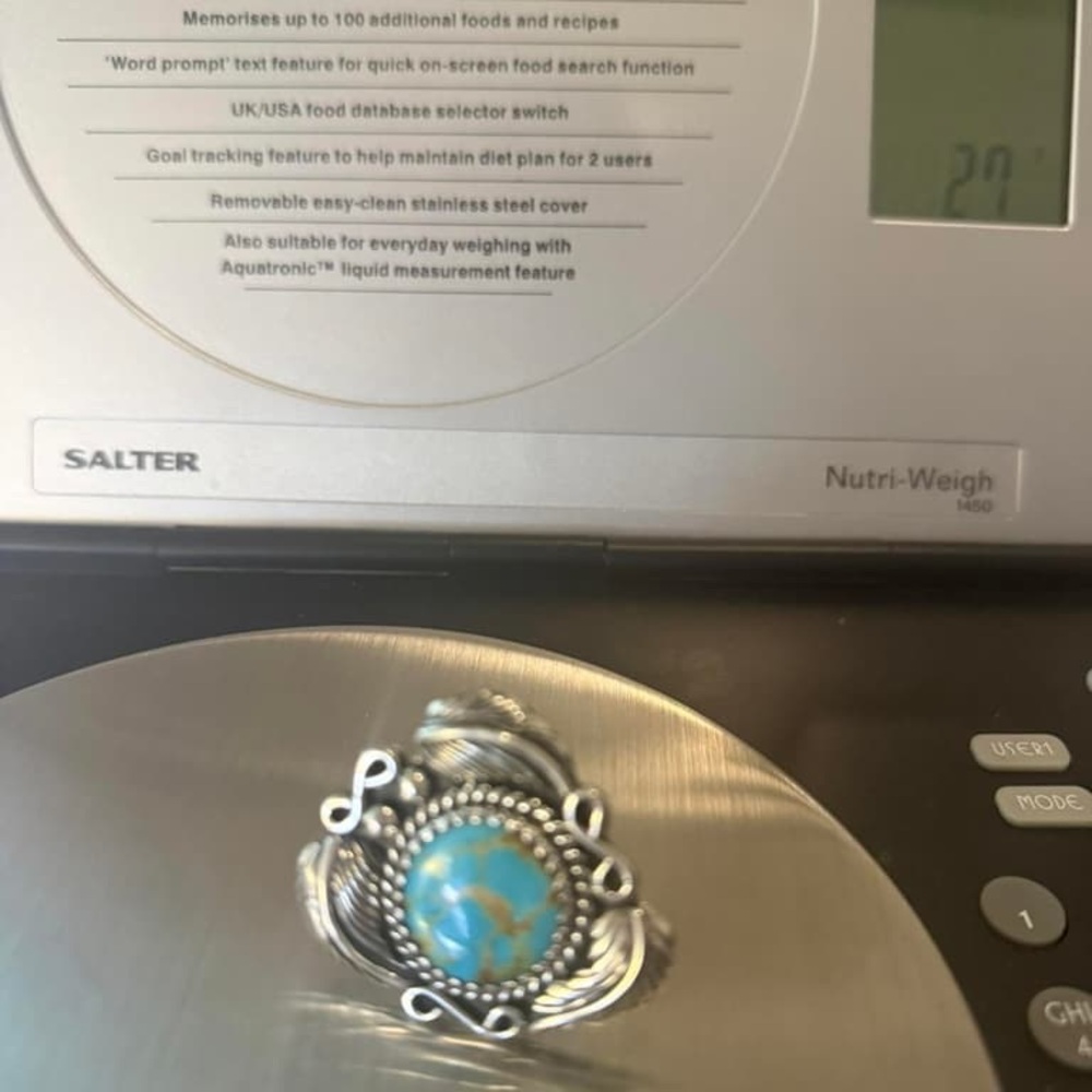 Native Silver And Blue Gem Ring - image 4